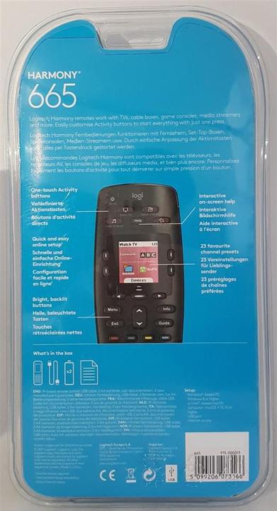 Produktbild Logitech Harmony 665 (Universal Fernbedienung, Infrarot)