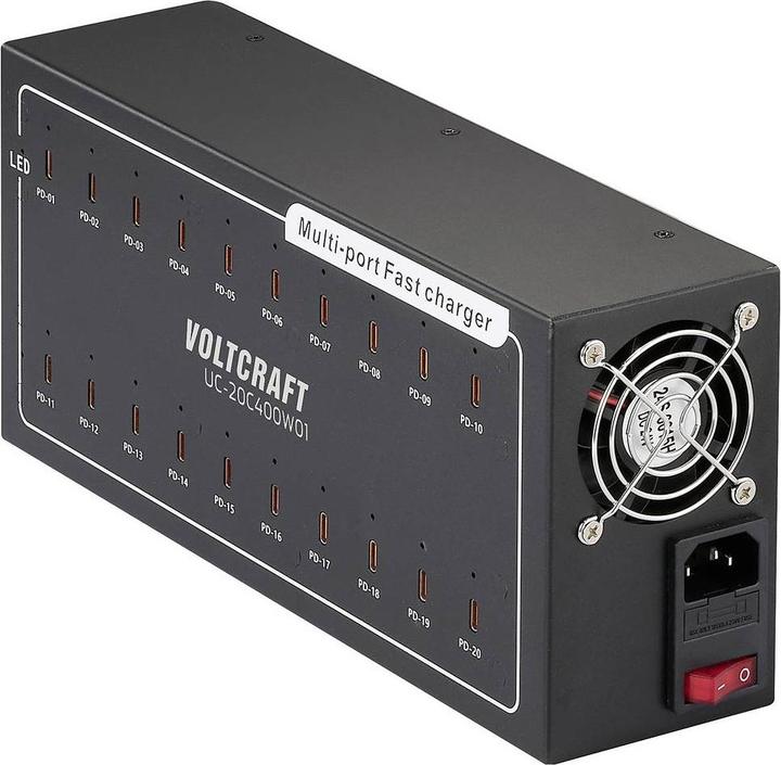 Actual product image Voltcraft UC-20C400W01 USB Ladegerät 400 W 20x USB-C® USB PD Innenbereich USB Po (400 W)