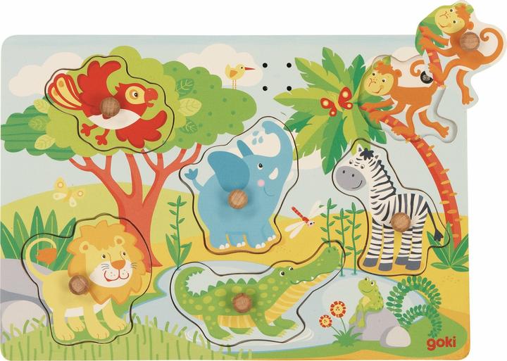 Produktbild Goki Kleinkinder Puzzle Soundpuzzle Afrikanische Tiere (6 Teile)