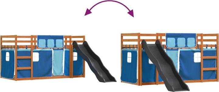 Actual product image VidaXL Bunk bed with slide and curtains (90 x 200 cm)