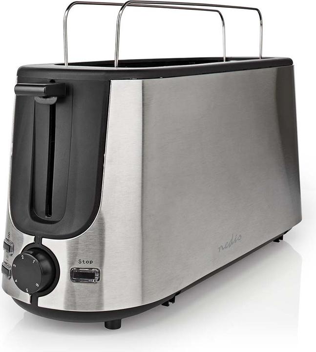 Nedis Toaster stainless steel series 1 slot Browning levels: 6 Defrost function Bread roll attachment (EU plug)