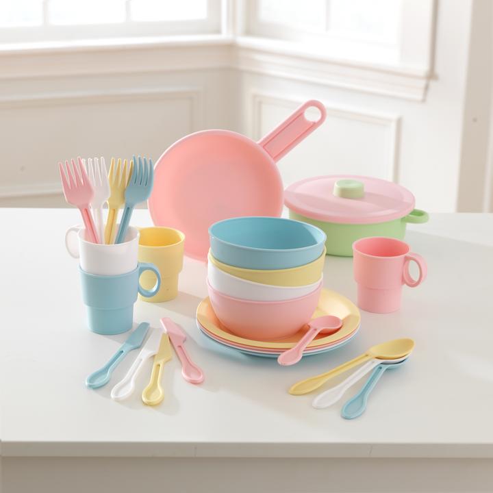 Produktbild KidKraft 27-teiliges pastelfarbenes Koch-Set