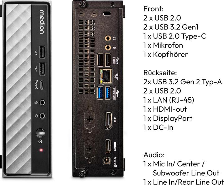 Produktbild Medion Akoya S20 Slim MD35427 - Intel i5-12400T, 16GB RAM, 512GB SSD, UHD Grafik, DOS (Intel Core i5-12400T, 16 GB, 512 GB, UHD Graphics 730)