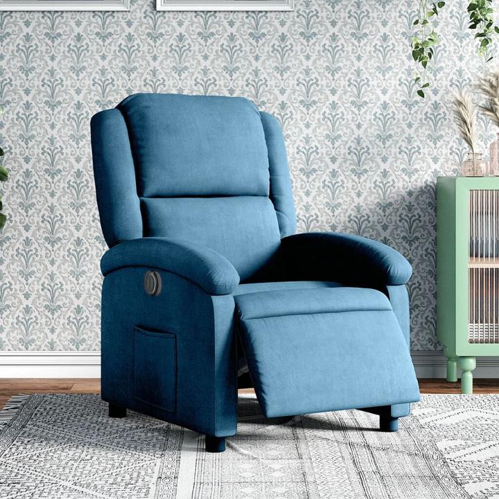 Produktbild VidaXL Relaxsessel Elektrisch Liegesessel Fernsehsessel Verstellbar Blau Samt