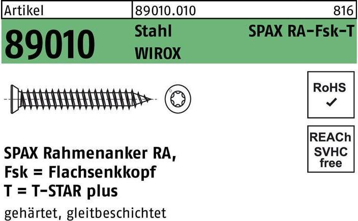 Immagine prodotto Spax Ancoranti per infissi a testa svasata piana ®-RA (100 Viti per pezzo)