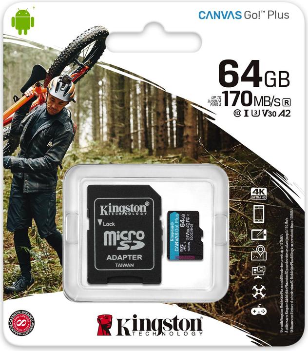 Produktbild Kingston Canvas Go Plus (64 GB, microSDXC, U3, UHS-I)