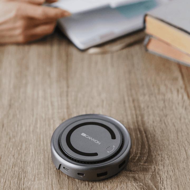 Produktbild Canyon USB-5-in1 HUB USB-C > HDMI/2xUSB/USB-C/VGA/QI Laden (USB-C, 5 Ports)