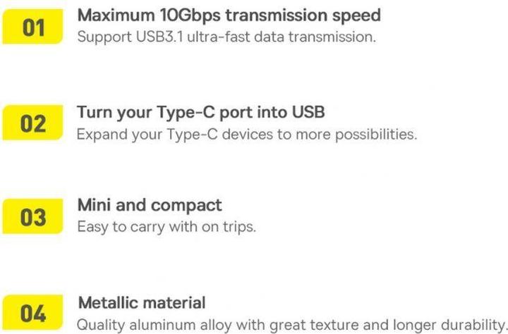 Image du produit Baseus USB Typ A – USB C (USB 3.2 Gen 1)