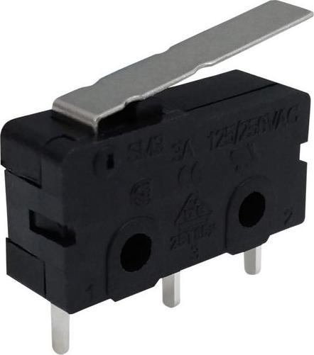 Actual product image RND Components Microswitch, 3A, 1 change-over contact, 370mN, lever with hinge, snap-action contact