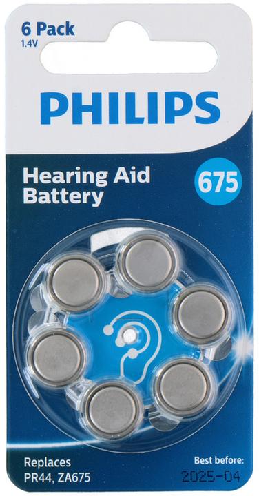 Immagine prodotto Philips Batteria a bottone per apparecchi acustici ZA675 6 pezzi (6 pz., CR2025, 630 mAh)