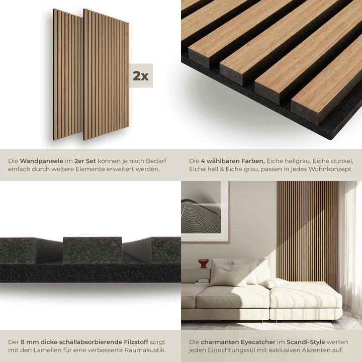 Immagine prodotto tectake Set di 2 pannelli acustici Sonic Wall effetto legno (2 pz.)
