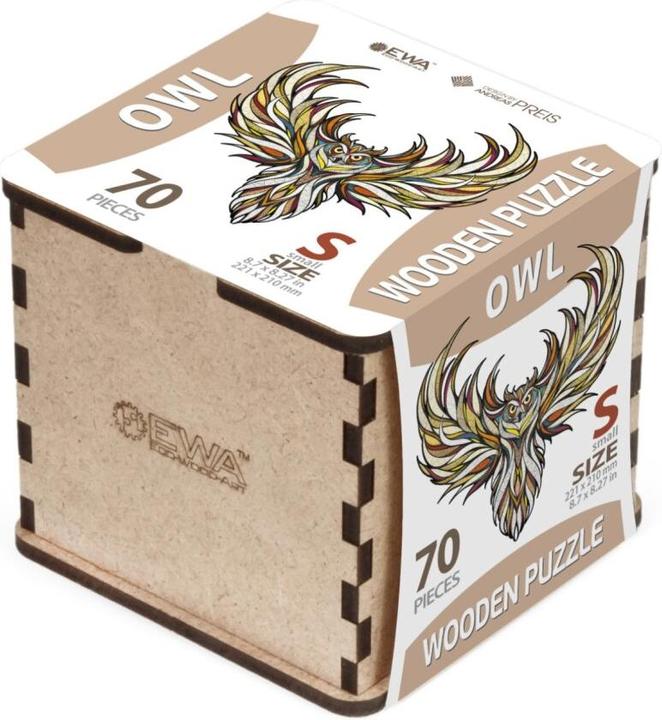 Actual product image Eco Wood Art Wooden-Puzzle S - Owl (In a wooden box) (70 pieces)