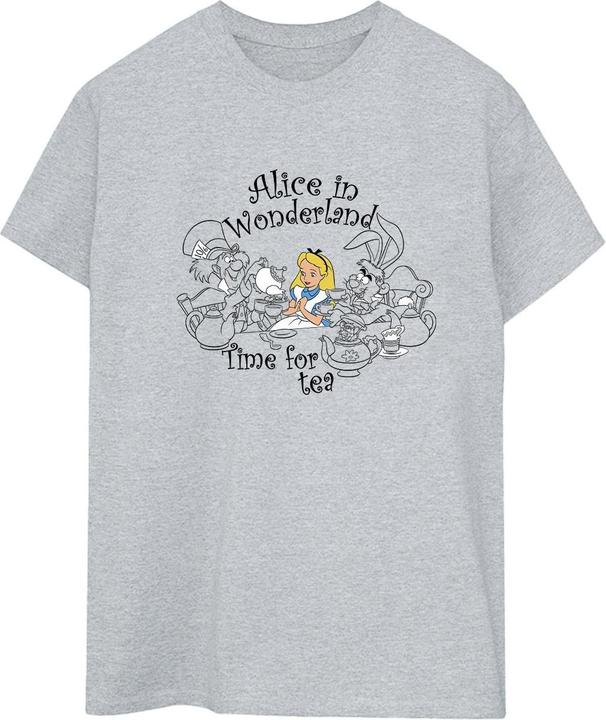 Actual product image Disney Womens/Ladies Alice In Wonderland Time For Tea Cotton Boyfriend T-Shirt (L)