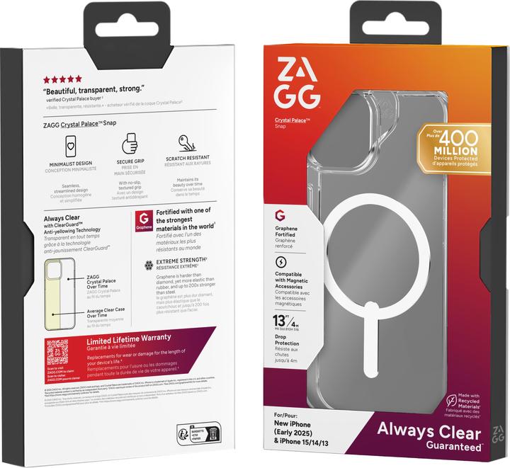 Actual product image Zagg Crystal Palace Snap Case iPhone 16/15/14/13 Clear (Apple iPhone 16e)