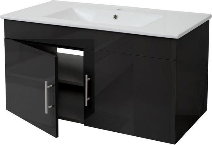 Produktbild Mendler Waschbeckenunterschrank, Waschtischunterschrank Waschtisch Unterschrank Badmöbel, hochglanz 90cm sch