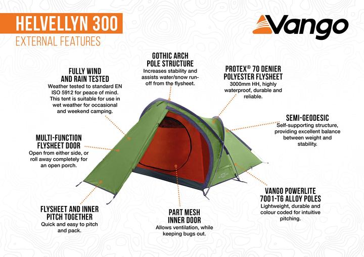 Produktbild Vango Helvellyn 300 Tent (Tunnelzelt, 3.52 kg, 3 Personen)
