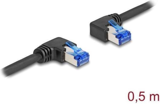 Delock RJ45 network cable Cat.6A S/FTP right / left angled (S/FTP, CAT6a, 0.50 m)