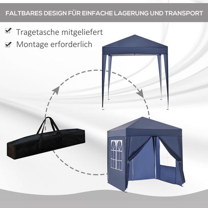 Image du produit Swisshandel24 Pavillon pliable 2x2m 4 parois latérales avec fenêtre Porte avec fermeture éclair Piquets de (200 cm, 200 cm)