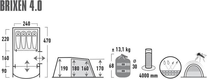 Immagine prodotto High Peak Bressanone 4.0 (Tenda a tunnel, 13.10 kg, 4 persone)
