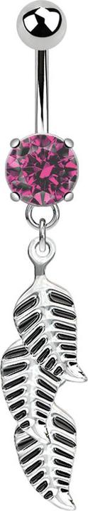 Produktbild Star Piercing Banane silber mit Anhänger 3 Federn pink (Chirurgenstahl 316L, ohne Messing)