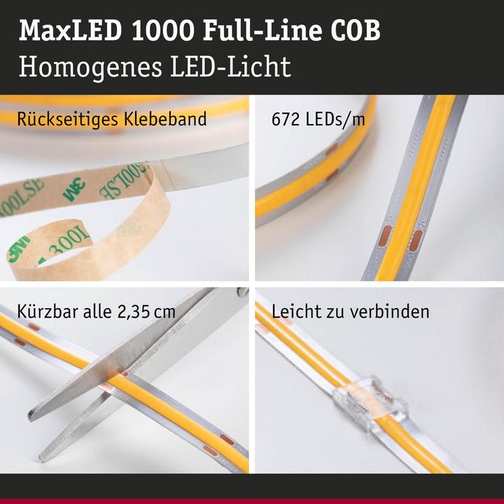 Image du produit Paulmann Bande COB MaxLED 1000 Full-Line (Blanc froid, Blanc chaud, Blanc neutre, 250 cm, Intérieur)