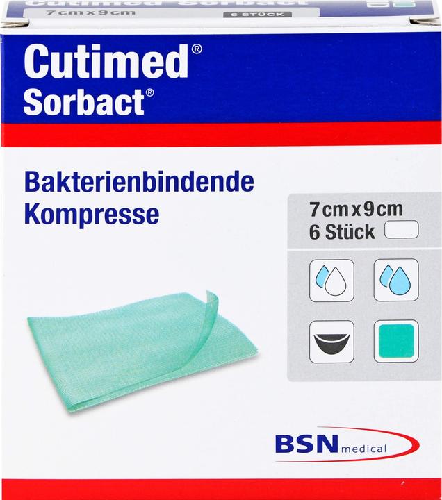 Actual product image BSN Cutimed Sorbact Compresses 7x9cm, 6 pcs COM