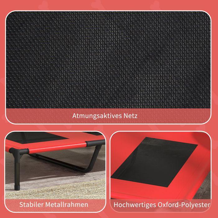 Actual product image Swisshandel24 Dog bed, dog lounger, robust, raised & weatherproof, up to 50 kg, 92x76x18cm, red (Dog)