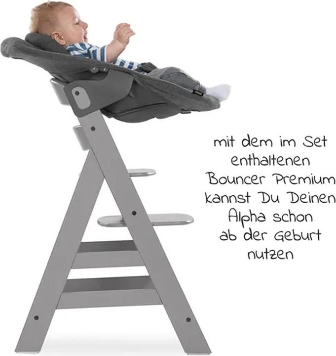 Actual product image Hauck Highchairs Alpha Plus Grey XXL Newborn Set - Highchair + 2in1 (Highchair)