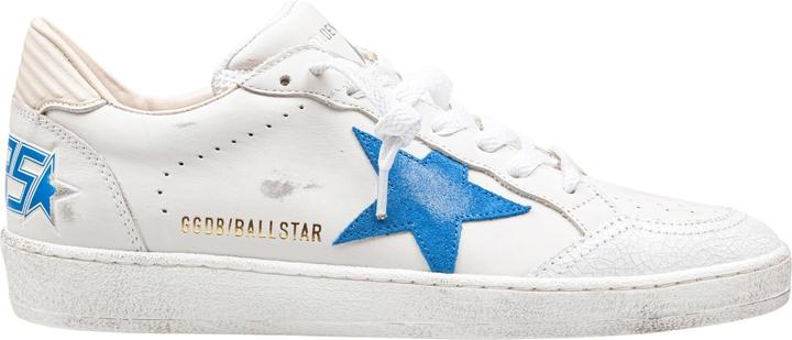 Actual product image Golden Goose ballstar sneakers in white leather with bluette star (42)