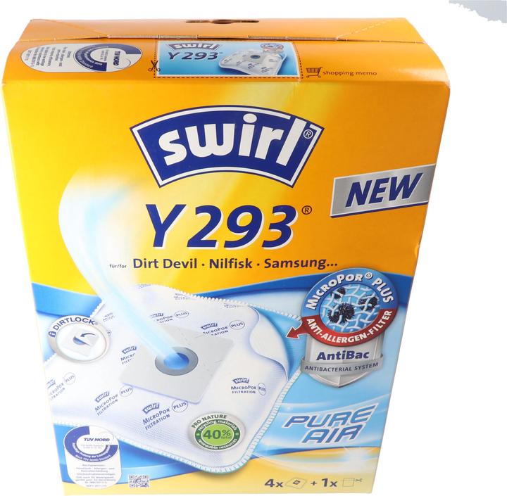 Swirl Staubsaugerbeutel Y293 MicroPor Plus für Dirt Devil, Nilfisk und Samsung Staubsauger (4 x)