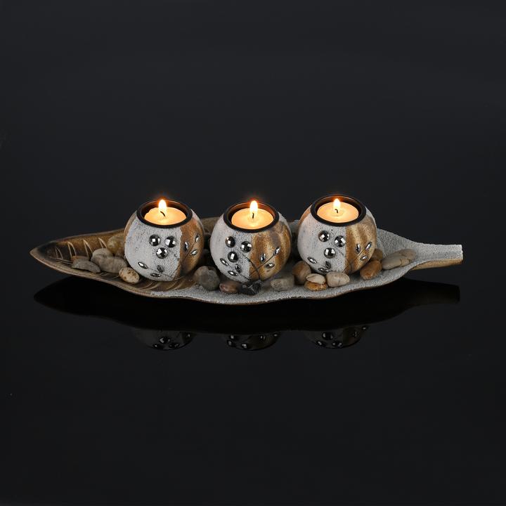 Image du produit Relaxdays Porte-bougies à chauffe-plat (38 x 14 x 7 cm)