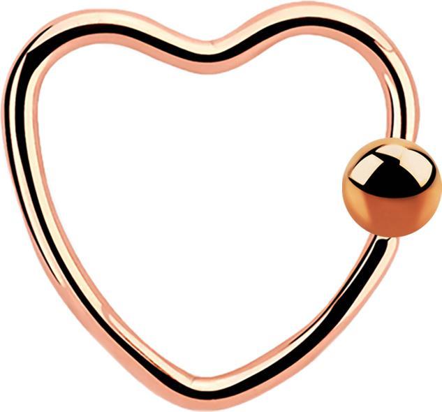 Immagine prodotto Star Piercing Anello con chiusura a micropallina cuore d'oro rosa con pallina (Acciaio chirurgico 316L, senza ottone)