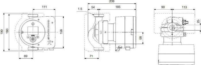 Productafbeelding Grundfos Elektronisch geregelde circulatiepomp MAGNA3 25-80 180 mm 1 1/2" 97924625