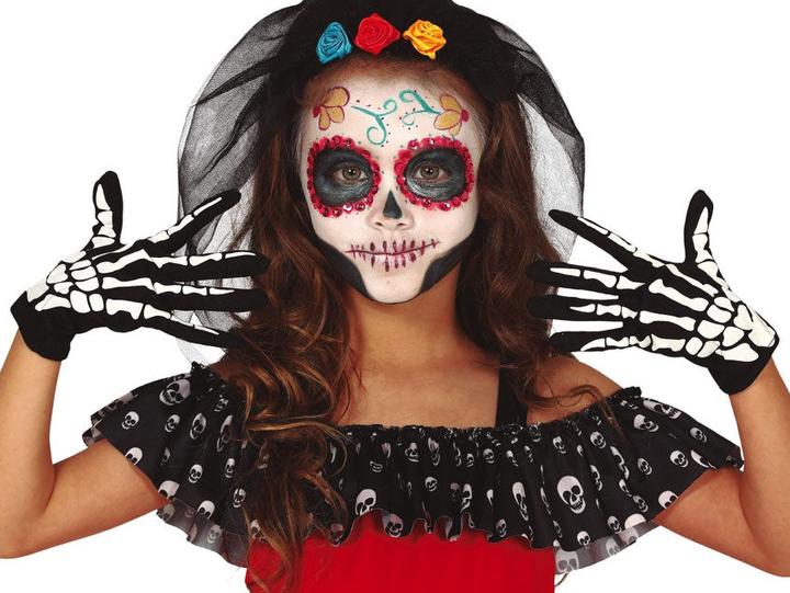 Actual product image Fiesta Skeleton bone gloves for children (One size)