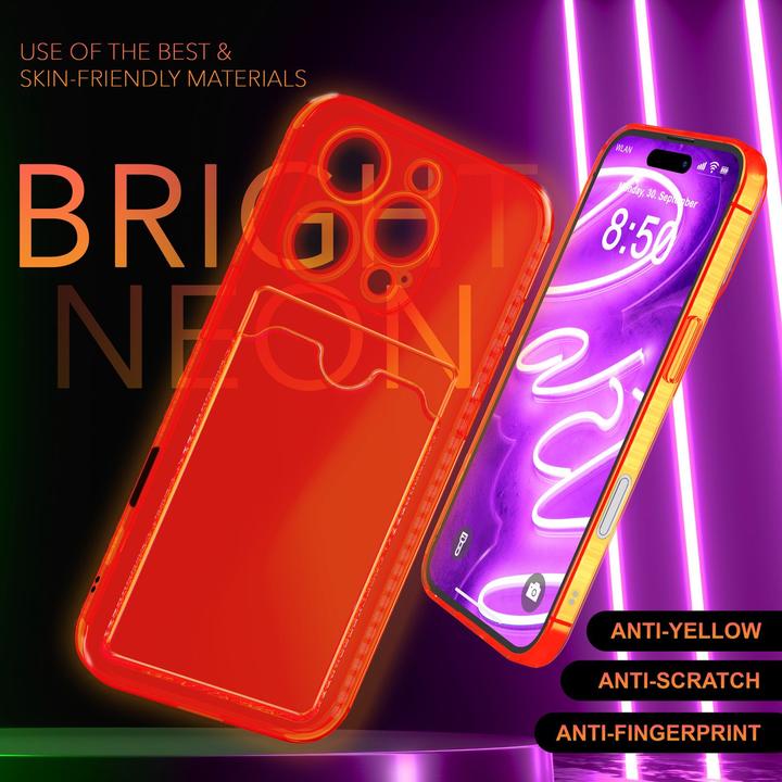 Actual product image Nalia Clear transparent neon silicone cover card holder (Apple iPhone 16 Pro)