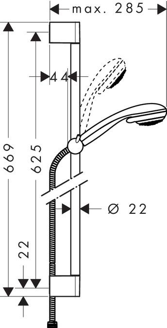 Produktbild hansgrohe HG Brauseset CROMETTA 85 MULTI Brausestange Unica'Crometta 650mm chrom