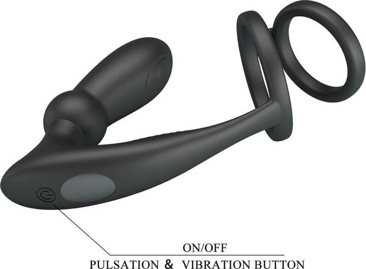 Immagine prodotto Pretty Love - Emoni cock ring + plug anale 12 vibrazioni nero (19 cm)