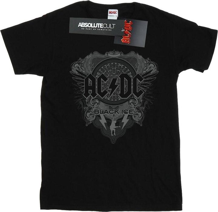 AC/DC Schwarzes Ice Cotton Boyfriend TShirt