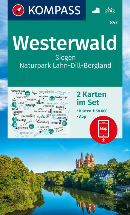 Image du produit Set de cartes de randonnée 847 Westerwald, Siegen, parc naturel Lahn-Dill-Bergland (2 cartes) 1 :