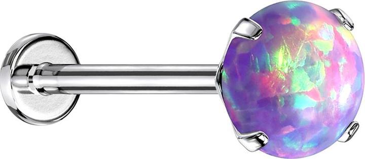 Actual product image Star Piercing Micro Threadless Labret silver Opal purple set (Surgical steel 316L)