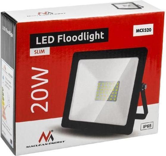 Actual product image Maclean Projecteur LED extérieur 20W 1600lm 3000K (Noir) (1600 lm, IP65)