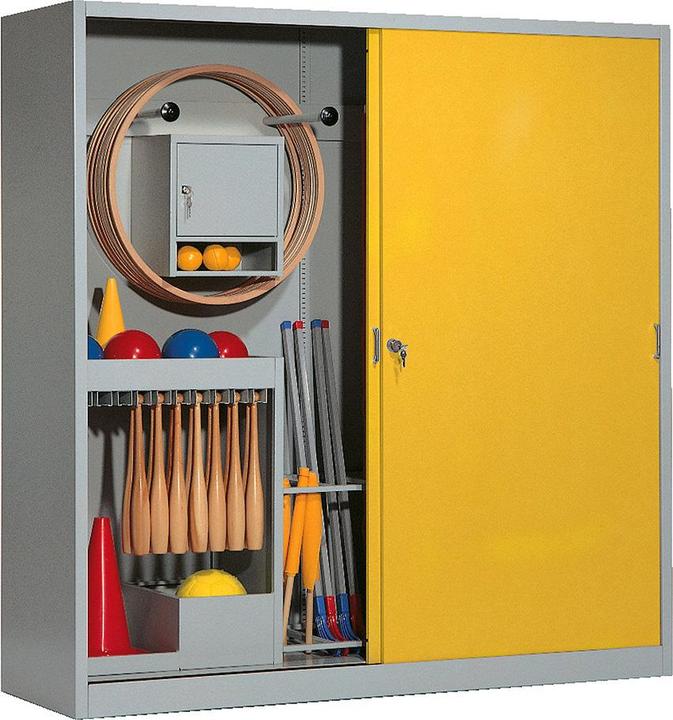 Produktbild C+P Sportgeräteschrank (HxBxT: 195x190x60 cm, mit Vollblech-Schiebetüren, Typ 5)