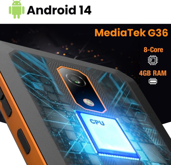 Actual product image Myphone Smartphone Iron Va Waterproof shockproof etange (64 GB, Black / Orange, 6.56", Dual SIM, 13 Mpx, 4G)
