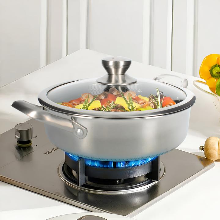 Actual product image Cheffinger Frying pan made of premium stainless steel with non-stick coating in honeycomb shape with lid 24cm (24 cm, Frying pan, Stainless steel)