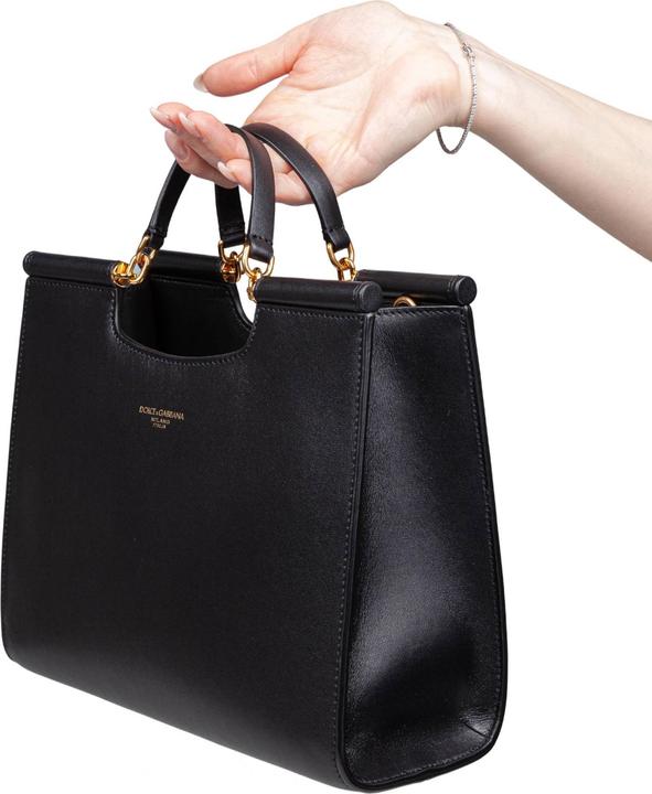 Produktbild Dolce & Gabbana small sicily shopping bag in black leather