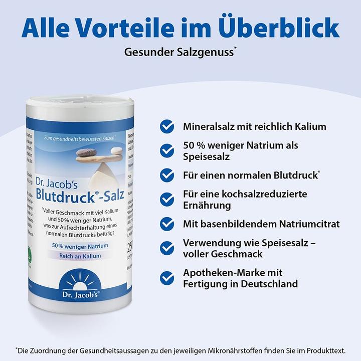 Nährwerte und Zutaten Dr. Jacob's Blutdruck-Salz (250 g)
