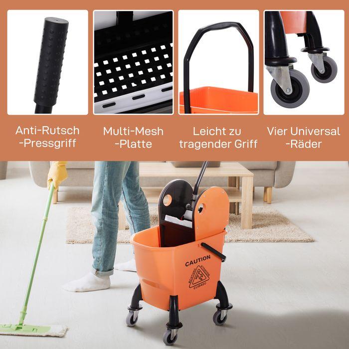 Produktbild Swisshandel24 Putzwagen Reinigungswagen mit Wringer 26 Liter Putzeimer mit 4 Rollen Orange (1 Stk.)
