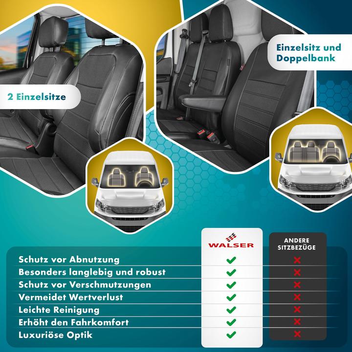 Image du produit Walser Housse de siège Premium pour Iveco Daily IV 2006-02/2014, 2 housses de siège simples à l'avant