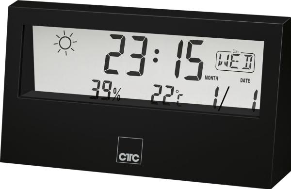 Clatronic Stazione meteorologica multifunzionale CTC WSU 7022 con orologio e display LCD trasparente, memoria