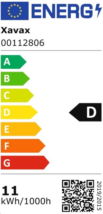 Energy Label Xavax Incandescent lamp (E27, 11 W, 1521 lm, 1 x, D)